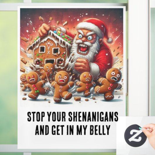 Grappige Kerstmis: Gingerbread Mannen & Hanger Ker Raamsticker (Huis)