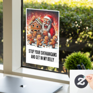 Grappige Kerstmis: Gingerbread Mannen & Hanger Ker Raamsticker