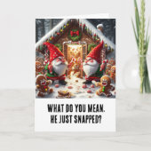 Grappige Kerstmis: Gnome bij peperkoek man Kaart (Voorkant)