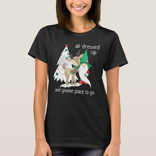 Grappige Kerstmis Gnome en Rendieren T-shirt (Voorkant)