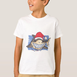 Grappige Kerstmis HAAI Cartoon Tiener Jongen Meisj T-shirt