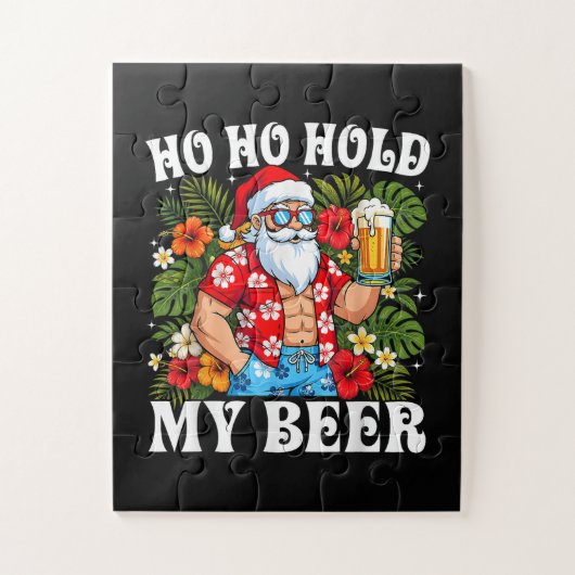 Grappige Kerstmis Ho Ho Hou Mijn Bier Vaste Legpuzzel (Verticaal)