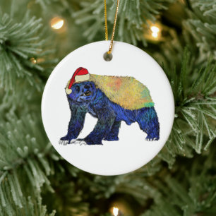 Grappige Kerstmis Honingdas Kerstman Keramisch Ornament