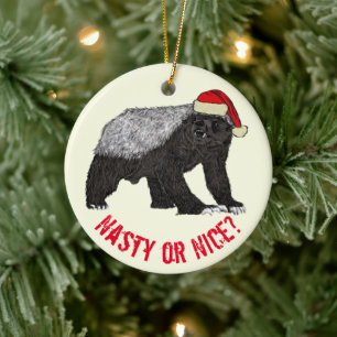 Grappige Kerstmis Honingdas Kerstman Nasty of Nice Keramisch Ornament