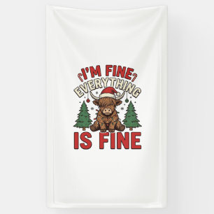 Grappige Kerstmis Hoogland Koe Ik Gaat Goed Alles  Spandoek