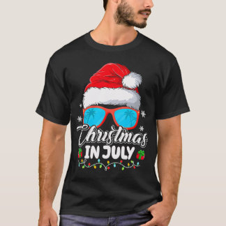 Grappige Kerstmis in Juli Santa Hat Zonnebril T-shirt