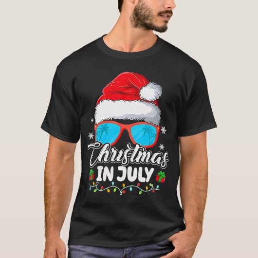 Grappige Kerstmis in Juli Santa Hat Zonnebril T-shirt (Voorkant)