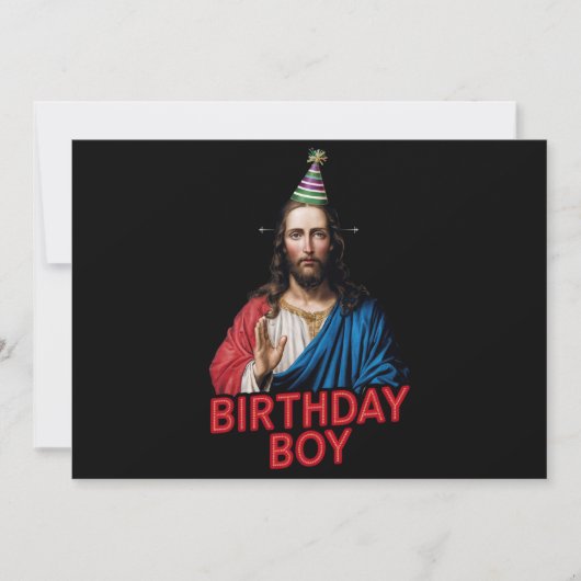 Grappige Kerstmis Jezus Verjaardag Jongen  Feestdagenkaart (Voorkant)