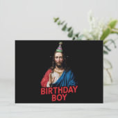 Grappige Kerstmis Jezus Verjaardag Jongen  Feestdagenkaart (Staand voorkant)