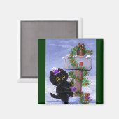 Grappige Kerstmis Kat Muis Uil Creationarts Magneet (Voorkant / Achterkant)