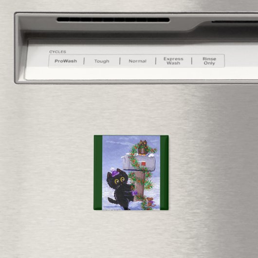 Grappige Kerstmis Kat Muis Uil Creationarts Magneet (Insitu (Vaatwasser))