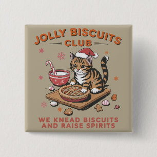 Grappige Kerstmis Kattenliefhebber Jolly Biscuits Vierkante Button 5,1 Cm