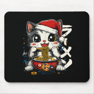 Grappige Kerstmis Kerstman Kat Ramen Japanse Kawai Muismat
