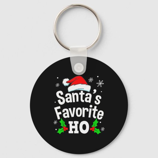 Grappige Kerstmis Kerstmannen Favoriete Ho Stoute Sleutelhanger (Voorkant)