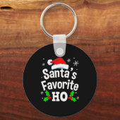 Grappige Kerstmis Kerstmannen Favoriete Ho Stoute Sleutelhanger (Voorkant)