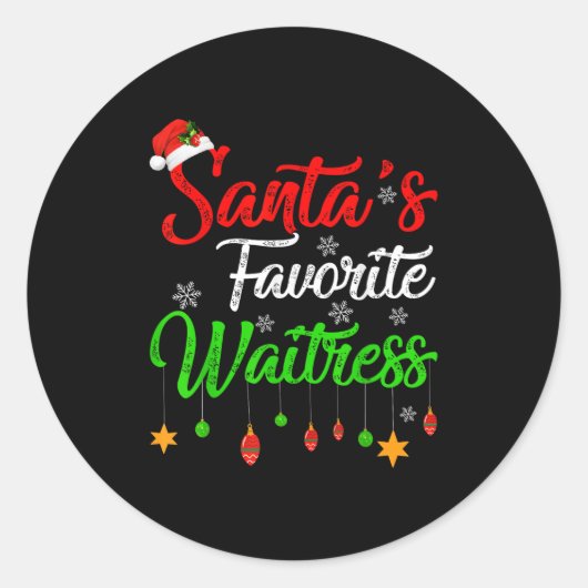 Grappige Kerstmis Kerstmannen Favoriete serveerste Ronde Sticker (Voorkant)