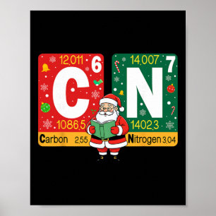 Grappige Kerstmis Koolstof Stikstof 67 Meme Chemie Poster