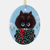 Grappige Kerstmis Lapjeskat Kunst Creationarts Keramisch Ornament (Rechts)
