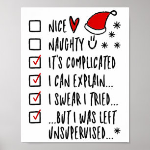 Grappige Kerstmis - Leuke stoute lijst Ik kan uitl Poster