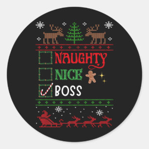 Grappige kerstmis leuke stoute lijst kerst baas ronde sticker