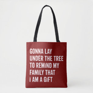 Grappige Kerstmis Lig Onder De Boom Kerstcadeaus Tote Bag