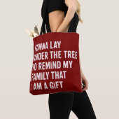 Grappige Kerstmis Lig Onder De Boom Kerstcadeaus Tote Bag (Dichtbij)