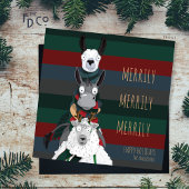 Grappige Kerstmis “Merrily Merrily Merrily” Feestdagenkaart