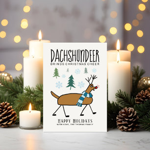 Grappige Kerstmis met een Dachshond Hert Feestdagenkaart