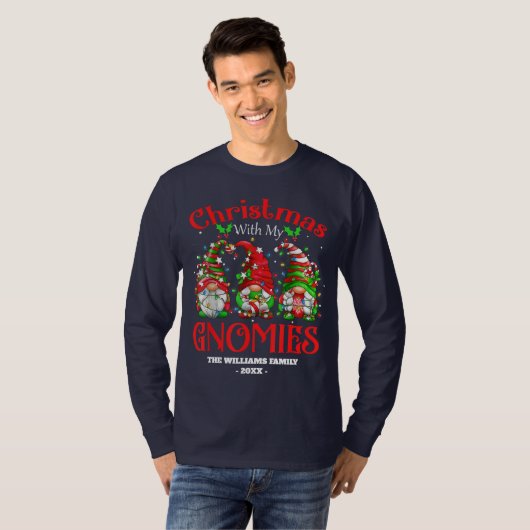 Grappige Kerstmis met Mijn Gnomies Familie Gnome X T-shirt (Voorkant volledig)