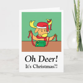 Grappige Kerstmis met rommelige rendieren in de ke Feestdagen Kaart