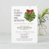 Grappige Kerstmis Mistletoe Baby Shower Kaart (Staand voorkant)
