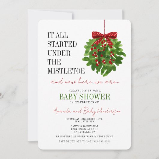 Grappige Kerstmis Mistletoe Baby Shower Kaart (Voorkant)