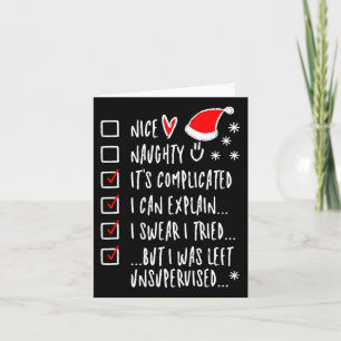 Grappige kerstmis mooie stoute lijst kan ik uitleg kaart