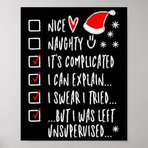 Grappige kerstmis mooie stoute lijst kan ik uitleg poster