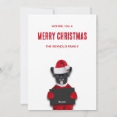 Grappige Kerstmis Mugshot van de Hond van Slechte Feestdagenkaart (Achterkant)