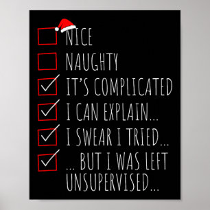 Grappige Kerstmis Nice Stoute Lijst Ik Kan Het Uit Poster