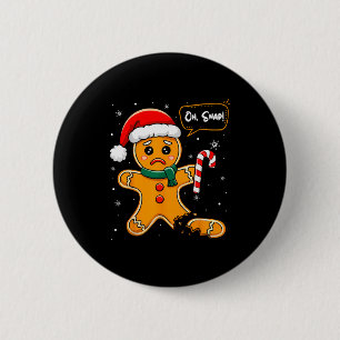 Grappige Kerstmis Oh Snap Gebruinde Man Koekje X M Ronde Button 5,7 Cm