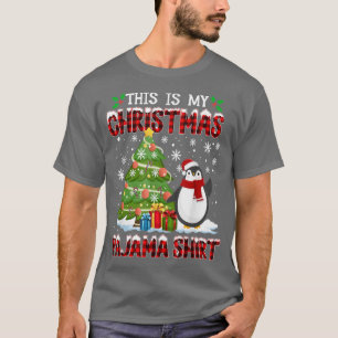 grappige kerstmis pajama penguin kersttree wint t-shirt