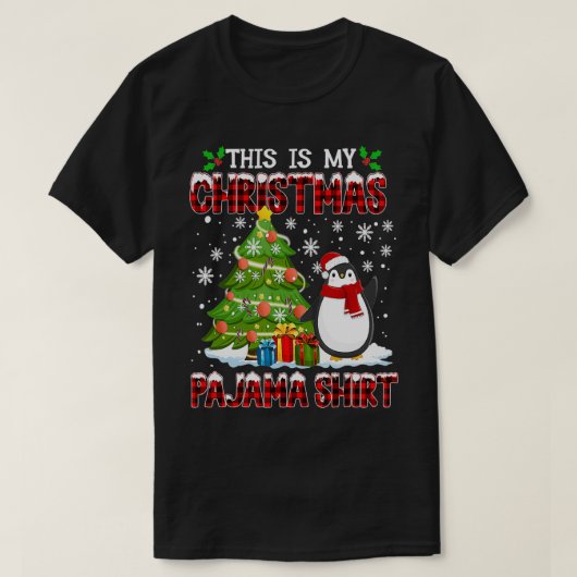 grappige kerstmis pajama penguin kersttree wint t-shirt (Design voorkant)
