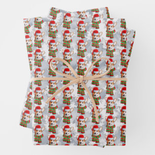 Grappige Kerstmis Pembroke Welsh Corgi met Sjaal Inpakpapier Vel