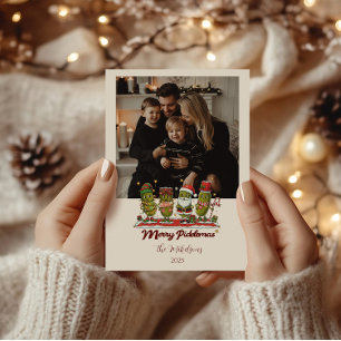 Grappige Kerstmis Picklemas Foto Feestdagenkaart
