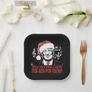 Grappige Kerstmis President Trump Pyjama Lelijke X Papieren Bordje