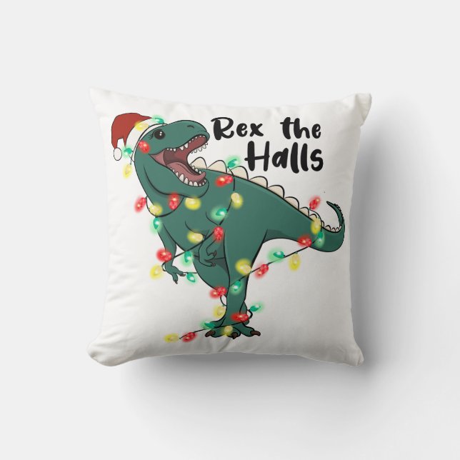 Grappige Kerstmis Rex De Zalen T-rex Kussen (Voorkant)