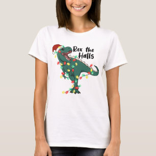 Grappige Kerstmis Rex De Zalen T-rex T-shirt