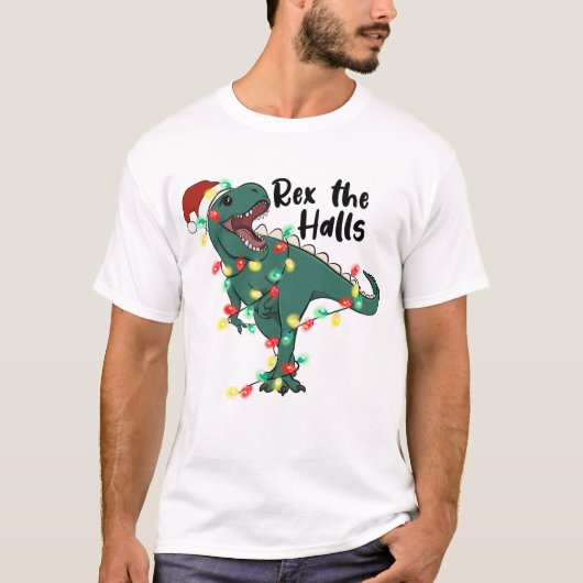 Grappige Kerstmis Rex De Zalen T-rex T-shirt (Voorkant)