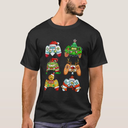 Grappige Kerstmis Santa Elf Gaming Controllers Gam T-shirt (Voorkant)