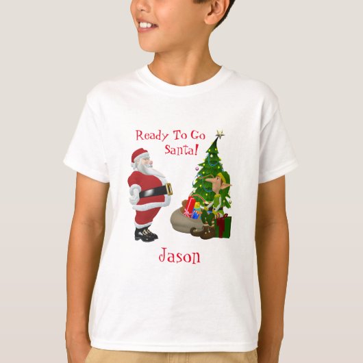 Grappige Kerstmis Santa Elf Kindernaam T-shirt (Voorkant)