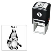 Grappige Kerstmis Santa Gnome Koppels Monogram Zelfinktende Stempel (In situ)