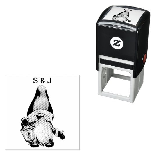 Grappige Kerstmis Santa Gnome Koppels Monogram Zelfinktende Stempel (In situ)