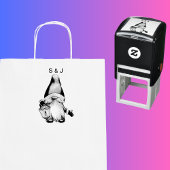 Grappige Kerstmis Santa Gnome Koppels Monogram Zelfinktende Stempel